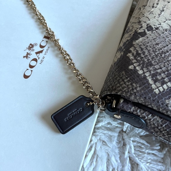 Coach Python-embossed Mini Ruby Crossbody Handbag/Clutch with Gold Chain - Picture 5 of 8